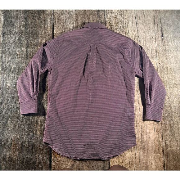 Peter Millar 100% Cotton Burgundy White Pattern Button Down Dress Shirt Large - Picture 5 of 7